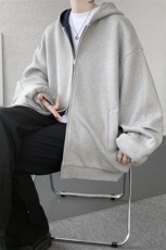 8XL-M500克潮牌百搭卫衣男美式情侣连帽撞色休闲廓形外套WY33P68，女装短外套，电商D206-1