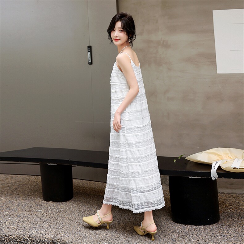 白色吊带裙牛仔马甲套装女2024夏季新款减龄洋气时尚连衣裙两件套,女装套装/套裙,流量+