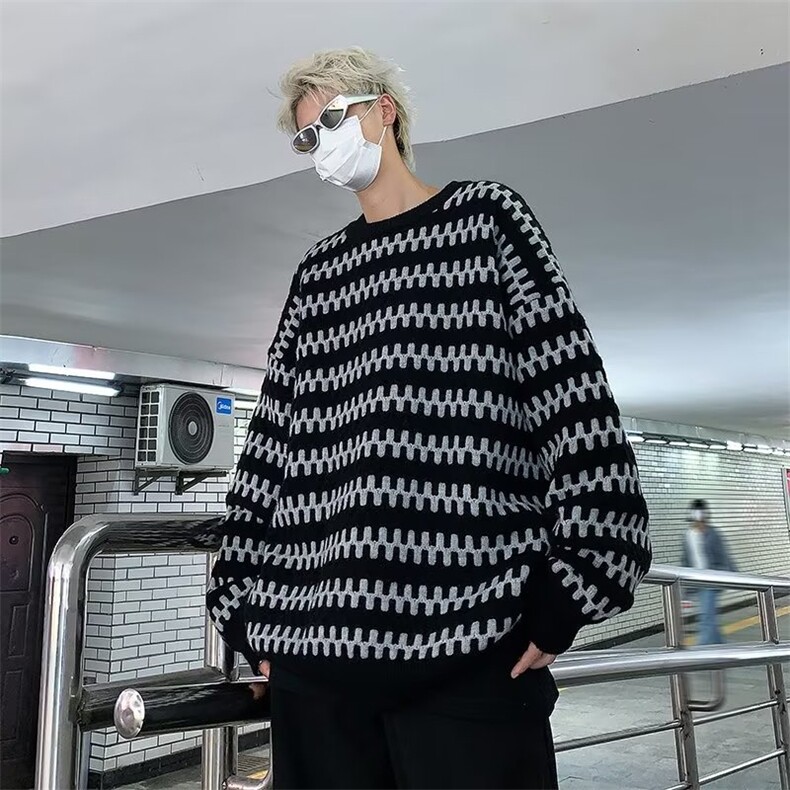 毛衣男2024年秋冬季港风潮牌日系复古学生休闲百搭圆领针织衫,男装针织衫/毛衣,星座716-3