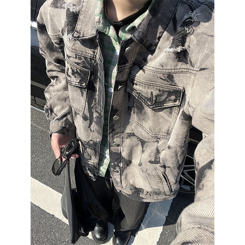 A178-JK009特P702025春季新款扎染牛仔夹克,男装夹克,电商A178