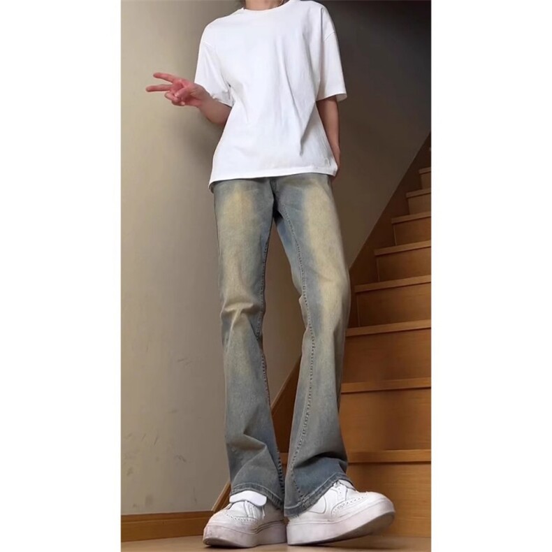 网图！！！复古牛仔裤微喇美式高街痞帅裤子潮N806-P33,男装牛仔裤,星座215-1