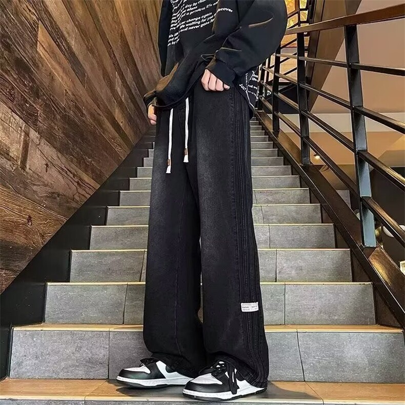 1506/Q6390/P46春夏阔腿牛仔裤高街牛仔裤男生男士男款牛仔裤子,男装牛仔裤,星座1506