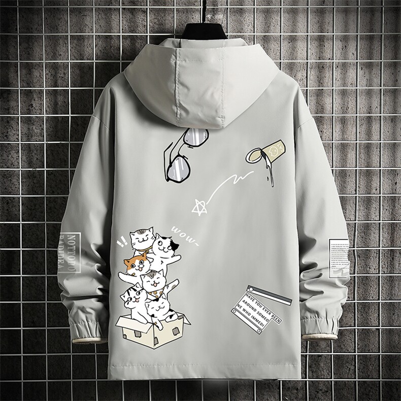 JK65115-P45 连帽夹克男大码胖子棒球服上衣外套 网格挂拍图片