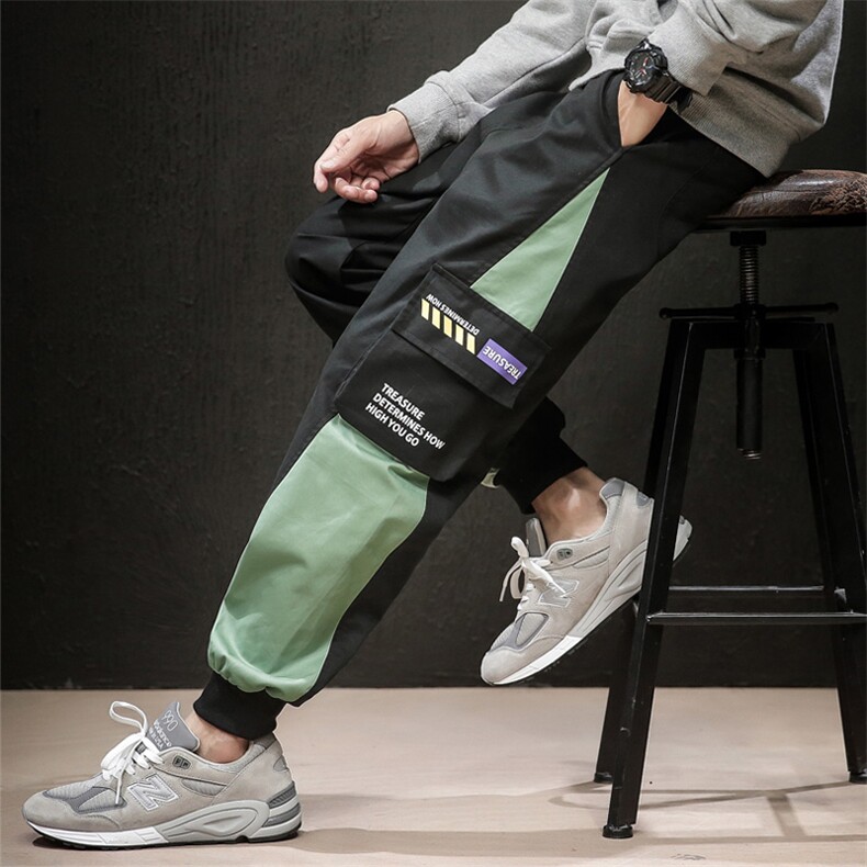 马切达日系原创新款百搭撞色工装裤男休闲束脚裤QT5070，男装休闲裤，星座810(原QT5070)