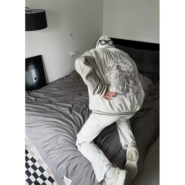 W10875-P68网图现货美式复古棒球服潮牌撞色拼接刺绣贴夹克外套,男装夹克,星座1608