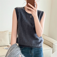 针织马甲女羊绒宽松慵懒无袖毛衣坎肩背心，女装马甲，仟禧羊绒