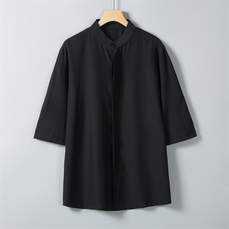 男士衬衫五分袖衬衣半袖冰丝衬衫立领休闲XZ1512-2410-P30,男装衬衫,星座1512