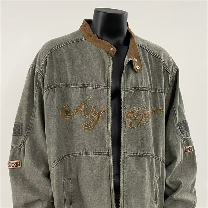 美式赛车服外套男春秋潮牌痞帅宽松休闲立领拉链夹克衫W6009-P82,男装夹克,星座412-2