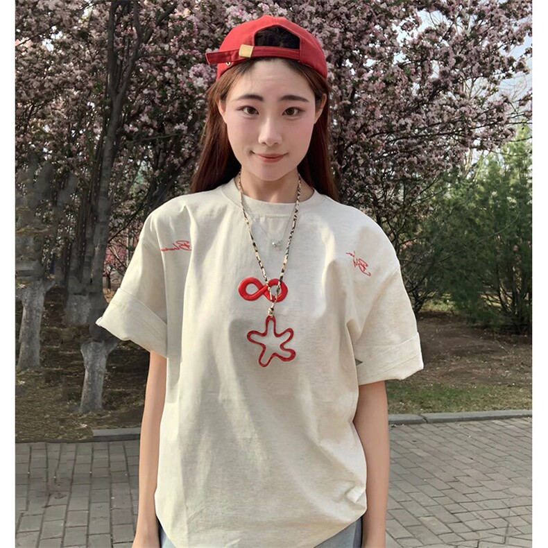 万针全刺绣解构设计260克重磅双纱纯棉高品质美式高街短袖T恤特35图片