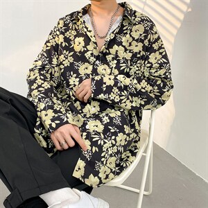2025秋季花色长袖衬衫男慵懒风青少年痞帅免烫衬衣港风CS2313-P35图片