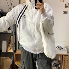 美式潮牌刺绣拉链夹克青春痞帅百搭学院风运动外套男女W6090-P60，男装夹克，星座412-2