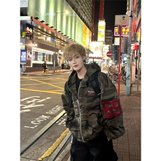 网图有货迷彩开衫连帽卫衣男女宽松外套A820-常规P53加绒P58，女装短外套，星座1505