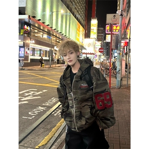 网图有货 迷彩开衫连帽卫衣男女宽松外套 A820-常规P53 加绒P58图片