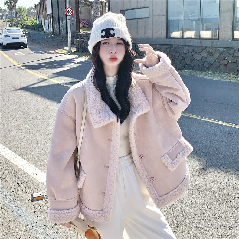 2025冬装新款复古气质皮毛一体外套7306-P195-K288,女装短外套,浙宝152