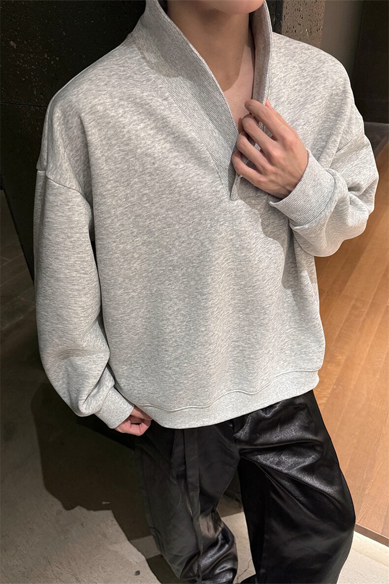 韩系学院风设计cleanfit卫衣简约纯色休闲打底常规P49加绒P59,男装T恤,电商B319