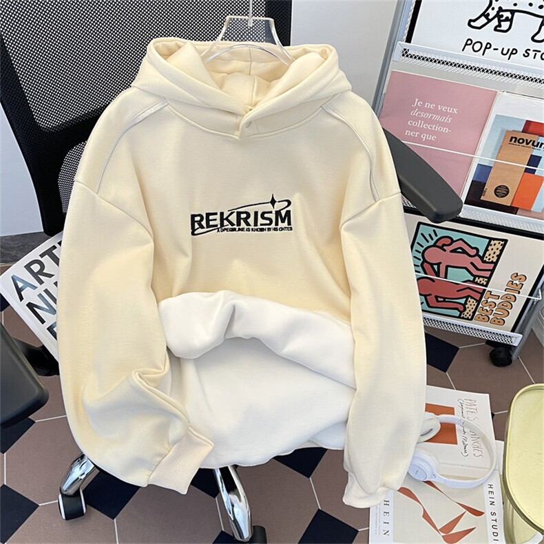 加绒加厚冬款男连帽卫衣字母印花拉链保暖棉衣外套WY187P65,男装卫衣,星座1013-1