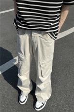 高质量！美式复古多口袋工装裤街头宽松褶皱XZ603-K777-特P65，男装休闲裤，星座603