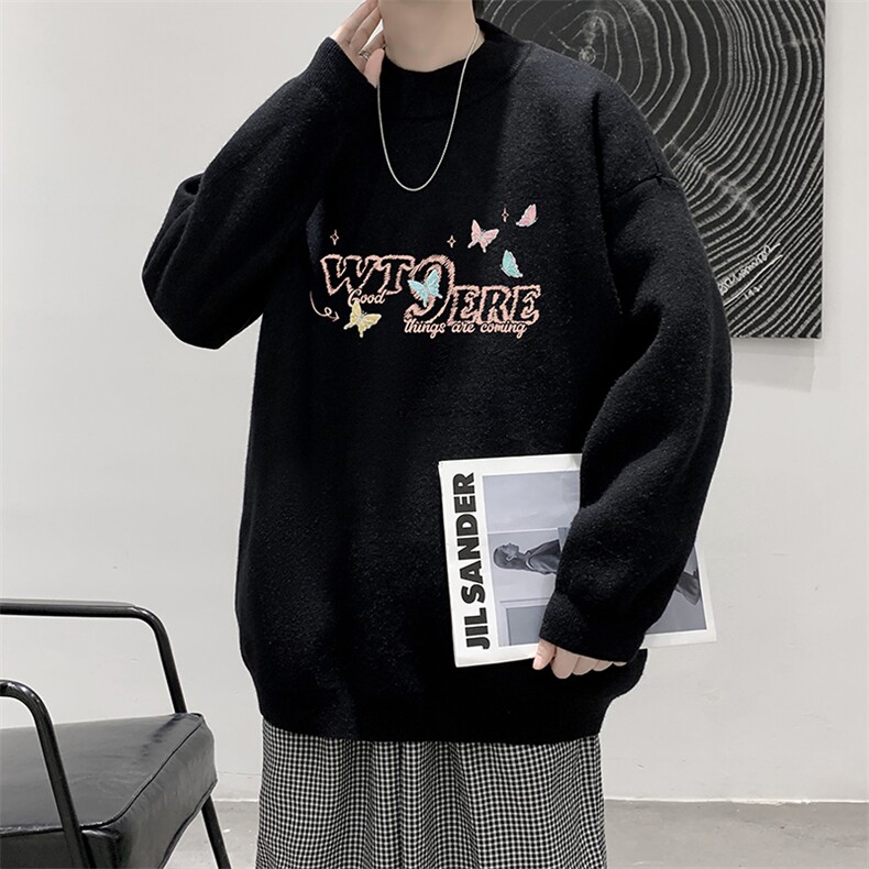 半高领毛衣男大码胖子针织衫毛线衣 M18443-P45 加绒款-P65图片