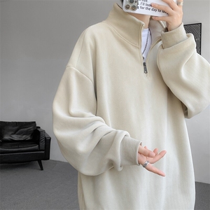 M-8XL秋冬半拉链卫衣摇粒绒大码学生复古外套立领上衣WY5105/P58图片