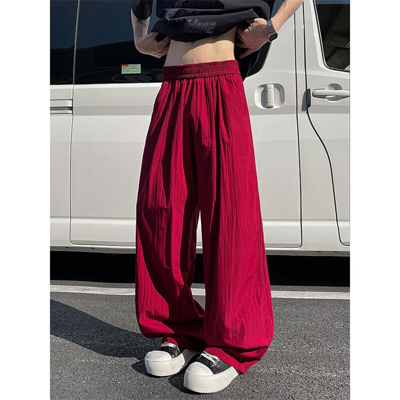 8XL-M多巴胺冰丝垂感慵懒山本裤男夏拖地裤子阔腿休闲裤KZ051P30，男装休闲裤，电商B312