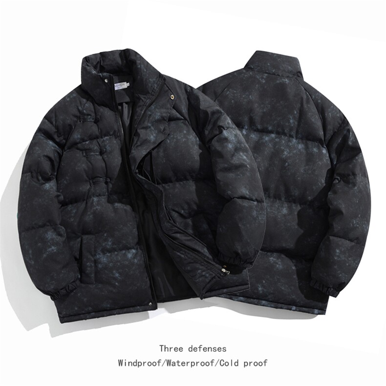 新中式盘扣棉衣棉服面包服立领印花棉袄外套【量大有差G1608-P85,男装棉衣,星座207