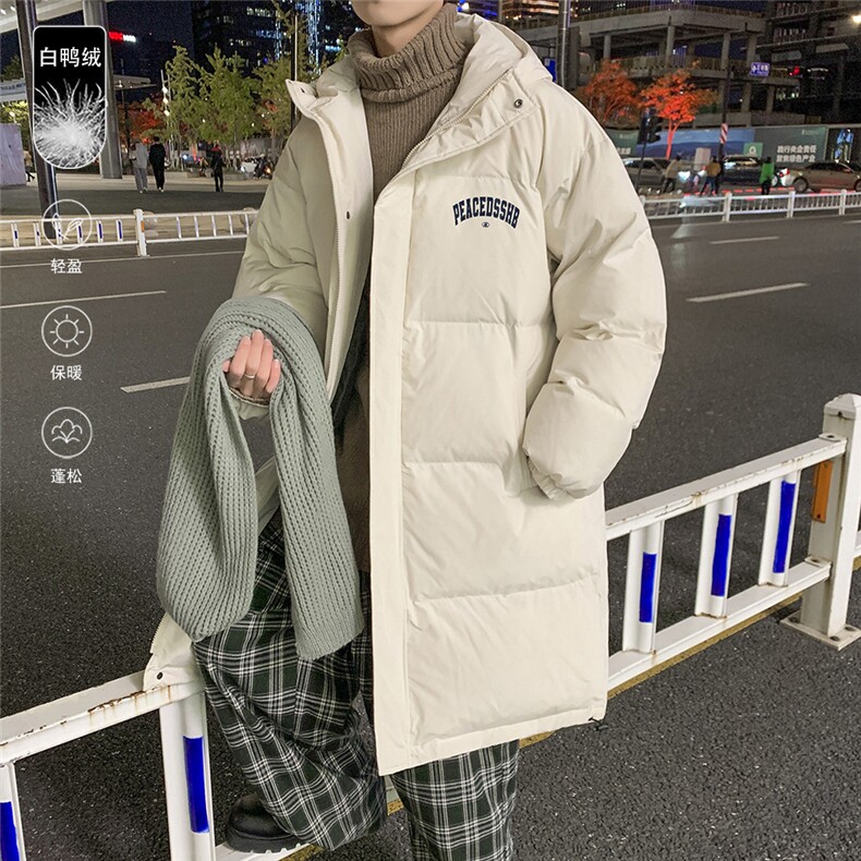 港风夜景中长款字母印花休闲连帽加厚羽绒服A247-YR151 P245控328图片