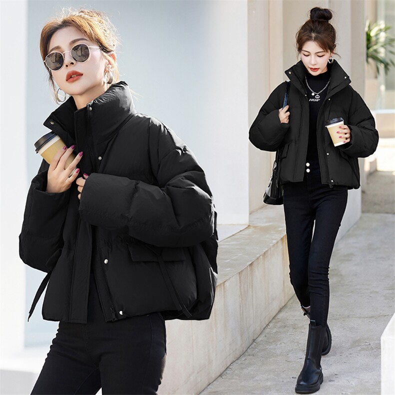 短款羽绒服女2024冬新款小个子超好看韩系红色立领轻便保暖面包服,女装羽绒服,关键词
