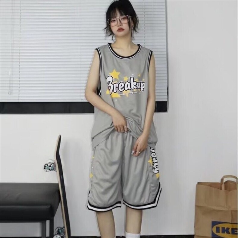 夏季篮球服运动套装男女韩版休闲学生无袖背心学院风短裤两件套装,男装休闲套装,星座506A