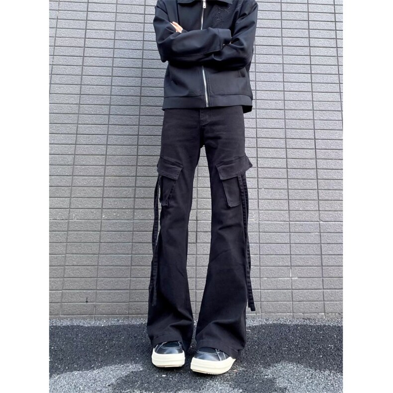 美式工装牛仔裤多袋街头潮牌宽松直筒微喇休闲长裤K71396-P45网图,男装牛仔裤,电商B245