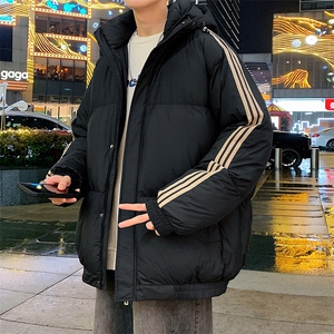 冬季港风三条杠撞色连帽棉衣加绒加厚拼色加厚棉衣外套MY6088 P90图片