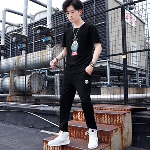 青少年夏季套装男两件套帅气一套休闲潮流运动夏装YK668-P55图片
