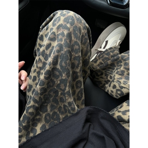 美式复古豹纹牛仔裤欧美高街hiphop裤子直筒裤男KZA25-P55图片