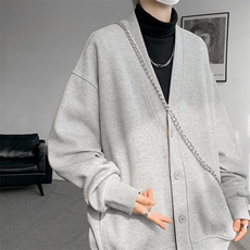 纯色开衫外套M~8XL大码高级感重磅宽松华夫格慵懒卫衣KS2101/P60，男装卫衣，电商B238