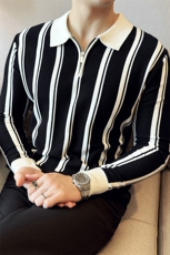 盗图-痞帅翻领半拉链套头针织衫英伦商务毛衣男MZ13/P58控88，男装针织衫/毛衣，电商A243