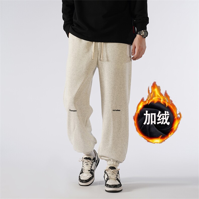 直播 420g华棉复合奥利绒 加绒加厚刺绣束脚卫裤K823特P49图片