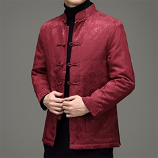 风冬季立领长袖休闲纯色节日喜庆男士唐装羽绒服SF9916-P195，男装羽绒服，星座1105-3