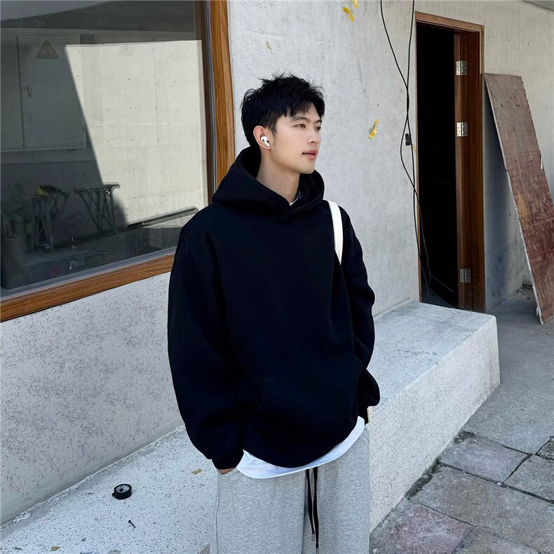 网图现货华棉380克无帽绳加绒连帽卫衣A025-W006-特P35加绒40,男装卫衣,电商A025