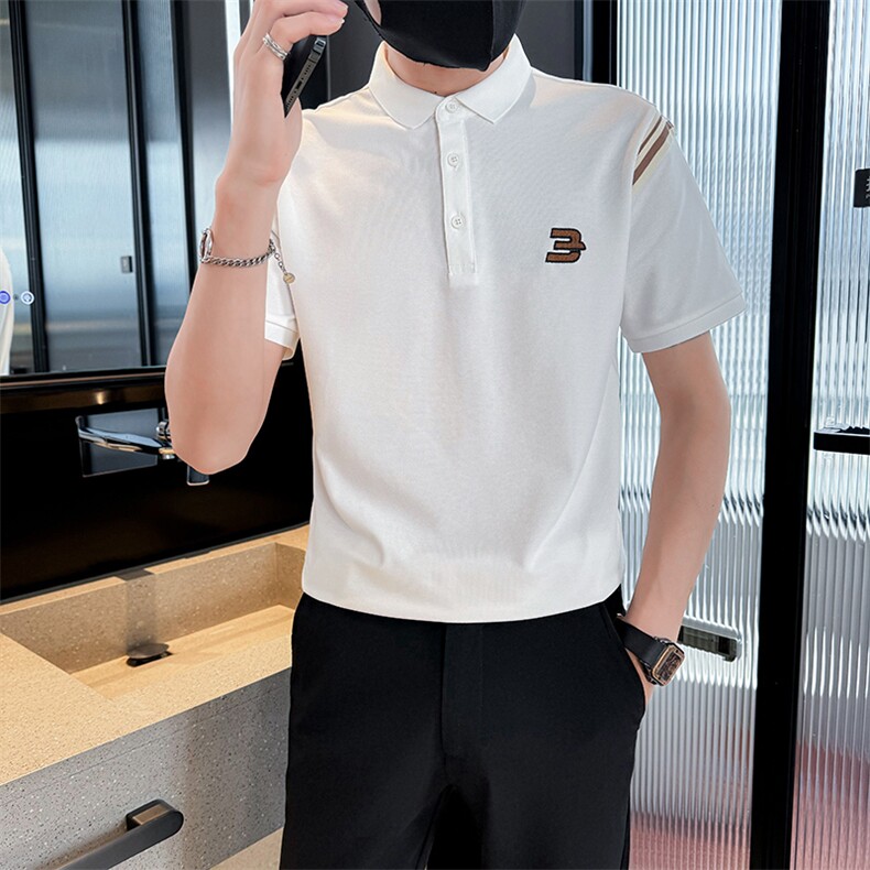 2025夏季短袖T恤翻领织带设计Polo衫高级感时尚上衣T0277-P48控78,男装T恤,电商D342