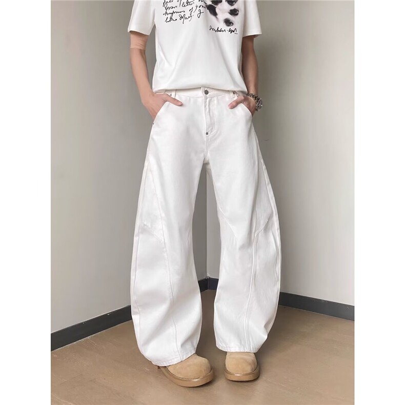 文艺拼接打褶可调节扣弯刀牛仔裤新款ins百搭慵懒日系潮流NZA1329，男装牛仔裤，星座516A