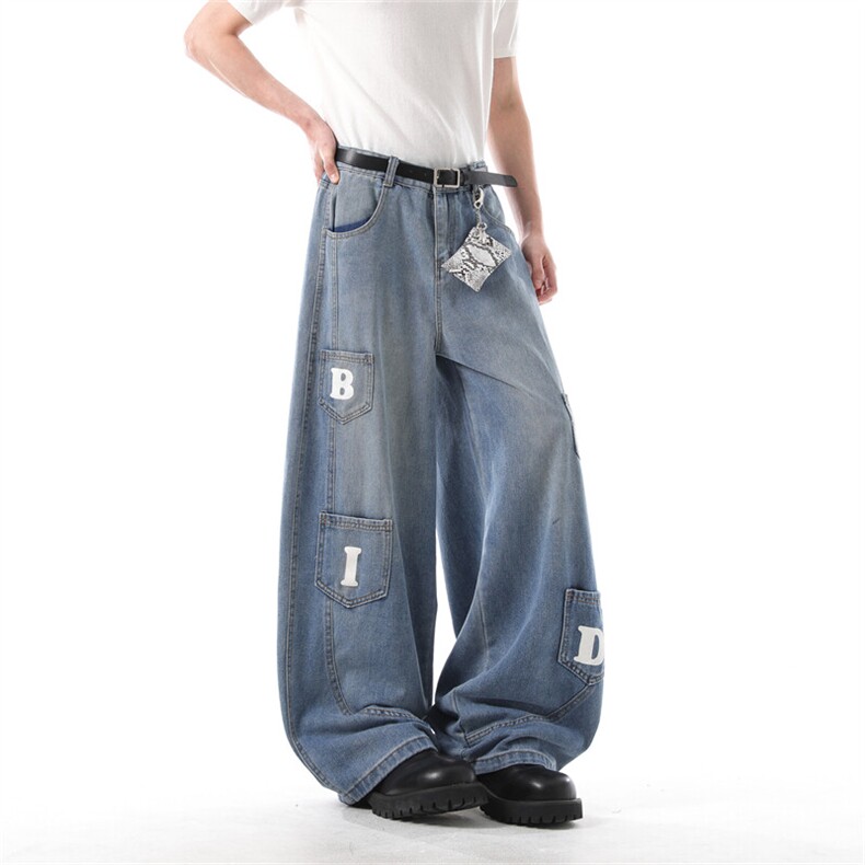 903-AK073-特P55   【S-3XL】  字母工装弯刀牛仔裤2图片