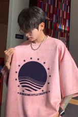 ！版权！2025夏季新款男士麂皮绒短袖T恤印花半袖TL2429特P19，男装T恤，电商B220