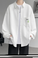 衬衫男秋季新款港风大码宽松提花长袖衬衣CS027-P45(现货），男装衬衫，星座214-3