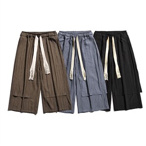 2025夏季风新款两片式休闲宽松裤九分裤灰色K129-P70，男装休闲裤，电商B277A（原A068）