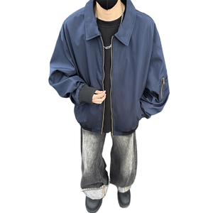 新款春秋美式宽松痞帅翻领飞行夹克复古百搭工装外套男士6185-P50图片