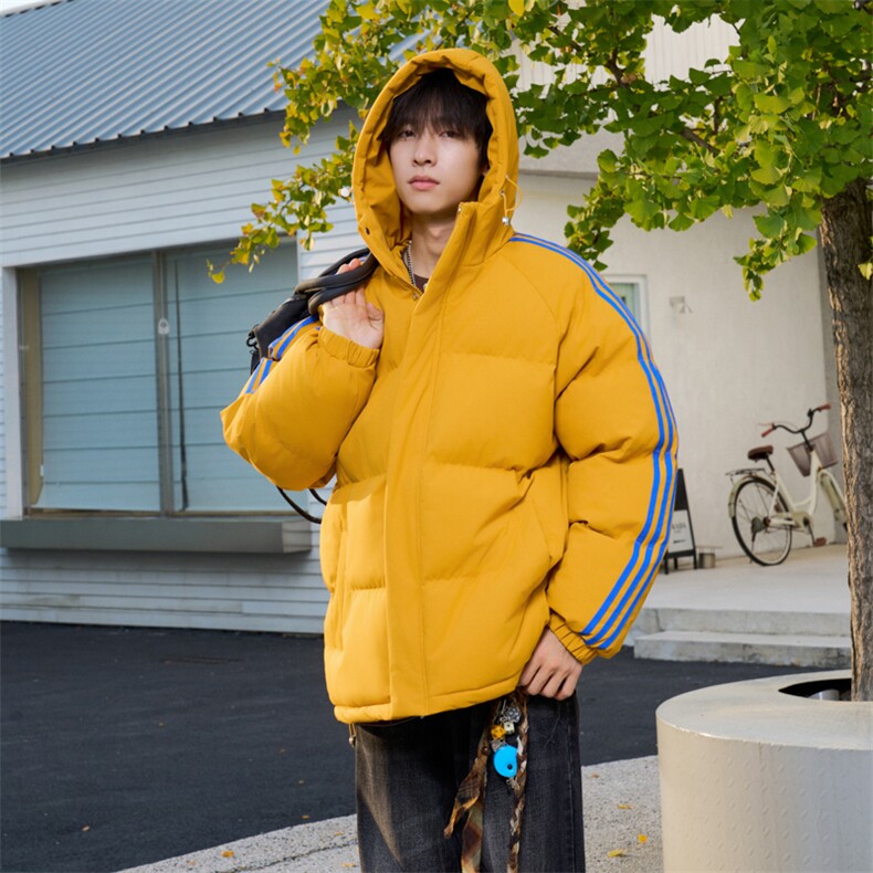 冬季潮流条纹五防立领加绒加厚棉衣情侣撞色棉服外套MY8899-p78图片