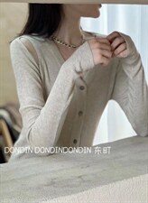 秋冬上新漏肩针织开衫，其它，东町