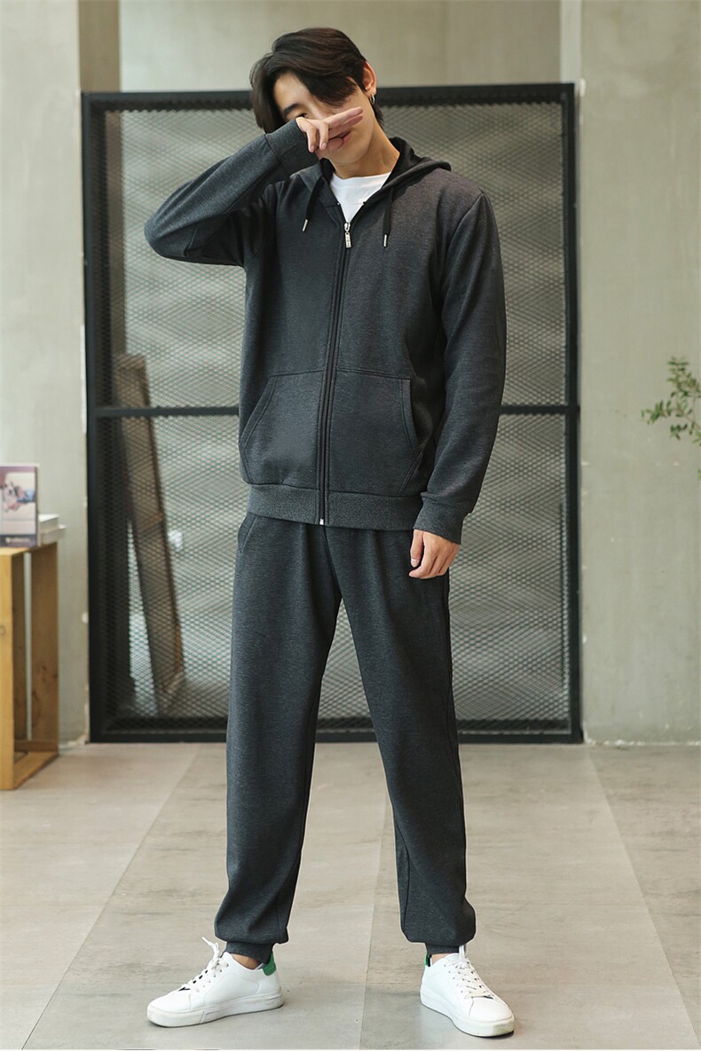 秋冬加绒厚运动套装宽松一套衣服两件套运动服加肥大码910款P168,男装休闲套装,星座802