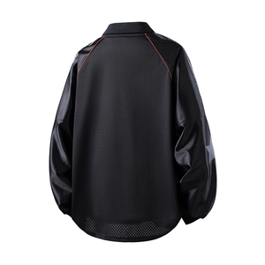 美式翻领POLO衫大码M-5XL插肩拼接V领球衣长袖T恤T78096P48控78图片