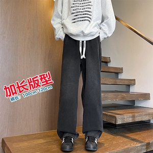 春季加长男裤子高个子美式高街188cm110牛仔直筒裤微喇KZ007P60图片