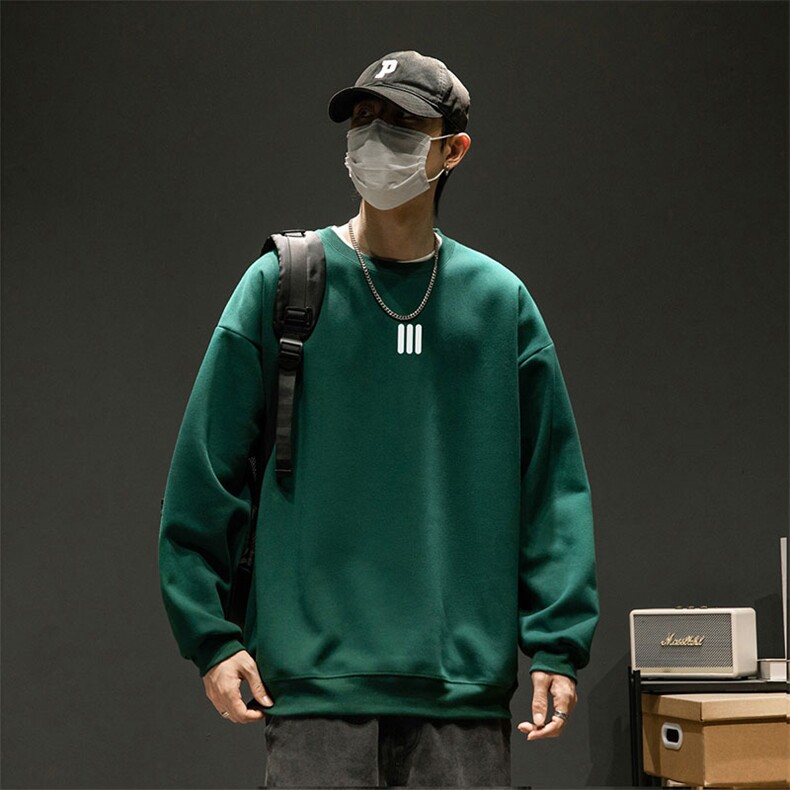 烫花大码330克重磅华棉复合圆领纯色休闲卫衣-W4614-P33【特价】,男装卫衣,电商A007